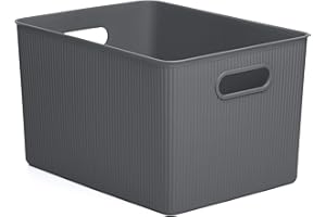 Tatay Cesta Almacenaje Plastico 22 L Baobab | Caja Organizadora | Asas Integradas | Diseño Compacto y Versátil | Plástico Libre de BPA | 29,4x38,5x23 cm, Gris