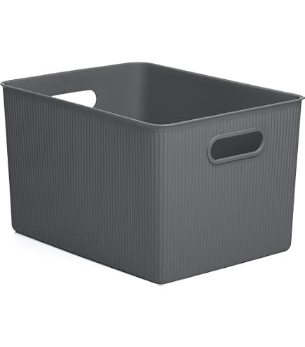 4 Scatole Portaoggetti IKEA UPPSNOFSAD 9L – Plastica Nera Con Coperchio, 35x25x14 Cm
