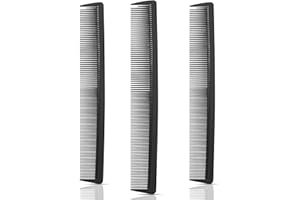 BOAO 3 Pièces Peigne de Coupe de Cheveux en Fibre de Carbone Fine et Peigne à Cheveux à Dents Standard Peignes Antistatiques Résistants à la Chaleur Peignes de Coiffure Noirs pour Femmes Hommes