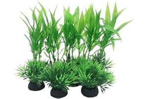 Smoothedo-Pets Plantas de acuario, decoraciones de peceras, tamaño pequeño/juego de 10 piezas de plantas artificiales de plástico, peces dorados, escondites de peces para peceras pequeñas (10