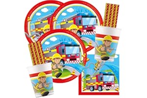 spielum 68-częściowy zestaw imprezowy "Straż pożarna" – talerze, kubki, serwetki, słomki do picia dla 16 dzieci