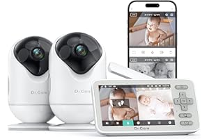 Dr.Care VistaView Lite – 4” 720P Split-Screen, 1080P Camera, App Control, Motion Alerts, Night Vision, 3000mAh Battery, 2-Way Talk, Multi-User, Triple Security, 390m Range. (2 cámara + 1 Monitor)