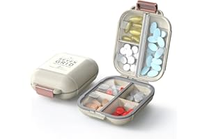 ZORVIDSON Travel Pill Organizer, Portable Pill Box with 7 Compartments, BPA-Free Plastic Pill Holder, Compact Medicine Pill Case for Vitamins & Supplements (White, Small)
