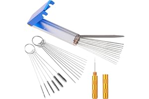 HaiFafafaing Kit de limpieza de carburador, 13 cables limpios, 10 agujas limpias, 5 cepillos de nailon y 1 púa afilada, kit de limpieza de carburador pequeño para aerosol, punta de antorcha