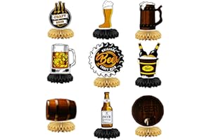 QIMEYU Oktoberfest Honeycomb Decoration, Party Honeycomb Decoration, 9 Pieces Table Decoration Oktoberfest, Birthday Party Accessories, Oktoberfest Decoration, Centrepiece Table Toppers, Cake Topper for Beer