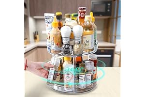 CYGJING Lazy Susan obrotowy organizer na przyprawy, obracany o 360°, uchwyt na przyprawy, obrotowy talerz z tworzywa sztucznego, okrągły, przezroczysty, obrotowy organizer do szafek kuchennych, pojemników na