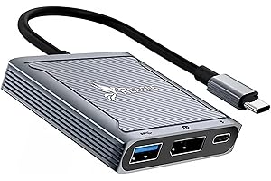 Reagle Adapter USB-C z DisplayPort 8K 60Hz, 100 W Power Delivery, kompatybilny z MacBook, iPad, Windows, powłoką aluminiową, Plug & Play
