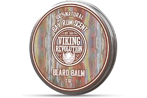 Viking Revolution - beard balm with sandalwood fragrance & argan and jojoba oil - beard wax - styling, strength and soft beards and mustaches - gifts for men - Bay Rum - 57g