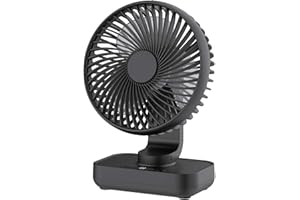 Joneytech Tischventilator Leise Automatisch Oszillierend, 4000mAh Akku USB Klein Tragbarer 4 Geschwindigkeiten LED-Digitalanzeige für den Schreibtisch, Zuhause, Picknicks und Büro- 12V mini ventilator
