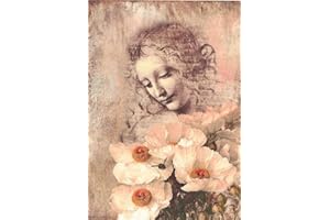 Zita`s Creative Reispapier A4 - Lady with White Poppy. Motiv-Strohseide, Strohseidenpapier, Decoupage Papier