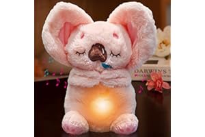 MEHOO Relief Breathing Anxiety Koala,Soothing Breathing Koala Anxiety Relief,Breathing Stuffed Animal Toy With Music Lights and Rhythmic Breathing Motion (Pink)