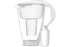 Dafi Wasserfilter Kanne aus Glas* mit Classic Filter Crystal LED 2L Weiß - Wasserkaraffe mit Aktivkohle Filter, Wasserkanne, Filterkanne, Glasfilterkanne - gegen Kalk, Chlor, BPA-Fre