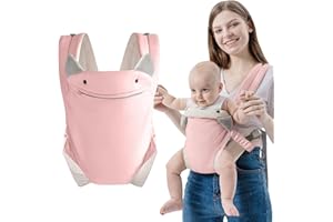 SERAPHY Marsupio Neonati Ergonomico 0-36 Mesi, 4-in-1 Porta Bebe Traspirante Regolabile,con Seduta Morbida e Tasche Frontali, Ideale Neonati e Bambini da 4-15 kg（Rosa）