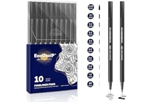 Stylos Noir a Pointe Fine, EooUooIP® 10 Feutres Dessin, Stylos Micro, Professionnel Artist Pen, Caligraphie Ecriture Kit, pour les Manga, écriture, signature, conception d'illustration et dessin