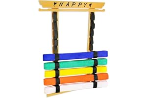 M.J COMFY-LIFE 10 Belts Karate Belt Display Rack with Stickers Medal Hanger Martial Arts Belt Holder Wall Taekwondo Judo Belt Organizer for Dojo Home Decor