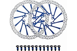 Jane Eyre 160mm 180mm 203mm Vélo Frein À Disque De Frein Center Lock Rotor,Disque de frein de vélo en acier inoxydable,Vélo de Montagne, MTB, BMX Accessoires de Vélo (Argent Bleu 180MM)