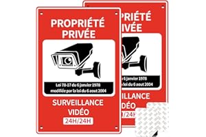 PATRICHOR Propriété Privée Panneau Camera Surveillance, 20 x 15cm Plaque Aluminium Vidéo Surveillance Panneau pour Intérieur et Extérieur avec Autocollant et Trous Pré-percés (2 Pièces)
