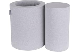 KiddyMoon Area di Gioco in Schiuma per Bambini con Fodera Rimovibile Resistente E Materiali Leggeri per Stimolare creatività Durante Il Gioco Elemento Botte/Rullo, Grigio Chiaro