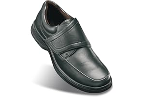 GALERIA DEL COLECCIONISTA Zapatos Elegance Confort Ancho Especial Hombre con Velcro Ajustable. Interior de Piel Transpirable, Suela Antideslizante. Plantilla Memory Foam: cómodos y cálidos.