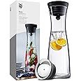 WMF Basic Wasserkaraffe aus Glas, 1 Liter, Glaskaraffe mit Deckel, Silikondeckel, CloseUp-Verschluss