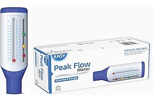 DESCONOCIDO Easy Peak Flow Meter para que un adulto controle la función pulmonar | Medidor de flujo espiratorio | Gama estándar para adultos | Incluya instrucciones - indicadores codificados por colores