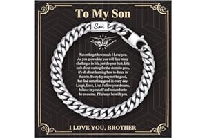 Gamtic Men's Bracelets Gifts for Men - Engraved Silver Cuban Chain Bracelet Love Massage Personalised Mens Bracelets Birthday Valentines Christmas Presents for Men Teenage Boys