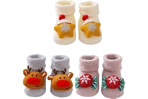 Baby skallra strumpor, baby julstrumpor, baby leksaker 0–12 månader, nyfödda babystrumpor halkfria vinter bomull termiska mön