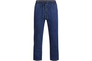 COOFANDY Jeans pour Hommes Jeans Droits Pantalons Pantalons à Enfiler Extensibles Jeans à Enfiler Pantalons en Denim pour Hommes Pantalons de Loisirs Ceinture élastique avec Poches Cargo à Cordon