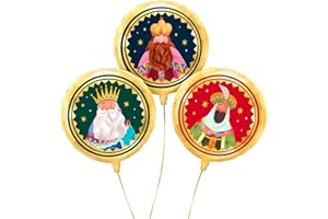 OH YEAH - Set Globo Foil Reyes Magos - Ø 43 cm - Decoración Navideña - Celebraciones Familiares, Escolares y Escaparates - Roscón de Reyes - Eventos Navideños - APTO HELIO