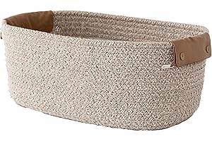 XAQAMY Cestino Cestini Portaoggetti Bagno, Cesto Portaoggetti Intrecciato in Corda di Cotone, Organizer Bagno per Camera da Letto Salotto Ufficio (Marrone, 28 * 17 * 11cm)
