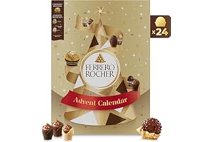 Ferrero Rocher Calendrier de l’Avent Premium – 24 Chocolats Assortis à la Noisette et au Cœur Fondant – Édition de Noël 258 g