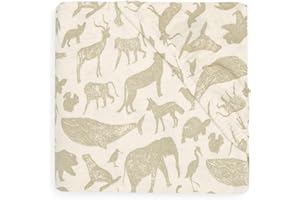 Jollein Jersey Fitted Sheet for Cot Bed, Animals, Olive Green, 60 x 120 cm, 100% Cotton, Animal Print, Olive Green