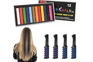 Tinte Pelo Lavable Niños, LNSYSNS Tizas Para el Pelo Niña, 12 Colores Hair Chalk Peine de Tiza Para el Pelo Adecuado para Fiestas de Cumpleaños, Cosplay, Teñido de Cabello DIY.