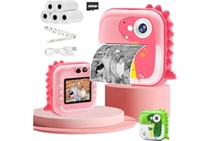 TOYOGO kids camera instant print,1080P HD Digital Camera With 32G SD Card,12MP Photography and selfies,Toddler Portable Camera Toy Age 3-14,Birthday for 3-14 Year Old Girls Boys-Pink