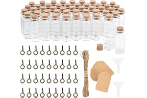 Leiptes 48 Pezzi Mini Bottiglie di Vetro con Tappo Sughero 10 ml Barattolo Vetro Tappo Sughero, Piccole Bottiglie per Messaggi, Provette Vetro al Matrimonio Decorazione per Bomboniere Vasetti Spezie