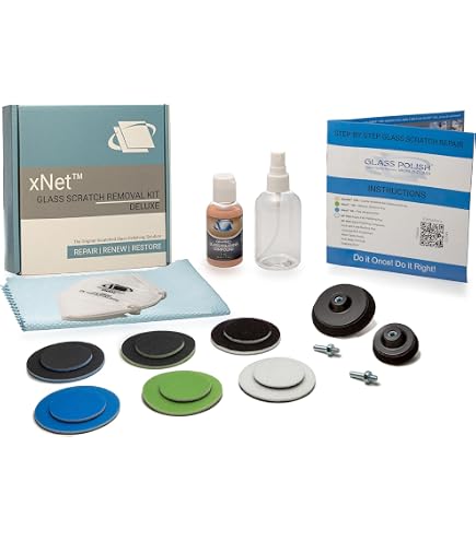 Kit di lucidatura del vetro, 34 pezzi, rimozione di graffi profondi, 8 oz 230 g, polvere di ossido di cerio e tamponi di lucidatura, disco da levigare 50 mm / 2