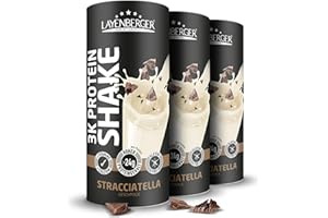 ‎LAYENBERGER Layenberger 3K Protein Shake - 80% Eiweiß und nur 3,5% Kohlenhydrate bei 8,6 g Zucker, (3x 360 g) - Stracciatella