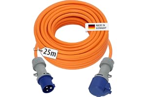 Brennenstuhl CEE 230V camping förlängningskabel 25m med LED-spänningsindikator (H07RN-F 3G2.5 kabel, camping elkabel för permanent utomhusbruk IP44, Made in Germany)