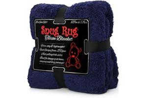 Snug Rug granatowa narzuta na sofę, przytulny koc polarowy, oryginalny, luksusowy, wysokiej jakości kożuszek sherpa, ciepły polar, 127 x 178 cm