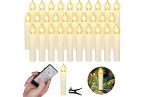 ZIYOUDOLI 30candele LED per albero di Natale con telecomando, timer dimmerabile, candele senza fili, per albero di Natale, decorazioni di Natale, matrimoni