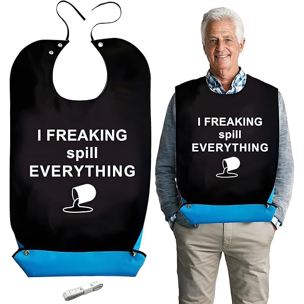 2 Bavaglini Impermeabili Per Adulti - Lavabili E Riutilizzabili, 45x90 Cm | Chiusura A Clip Regolabile, Blu A Quadri - Foto 6