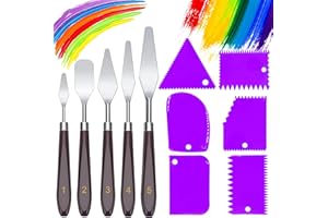 YEAHBOOM 11 Pezzi Set Coltelli di Pittura,5 Spatola per Pittura+6 Spatola Coltello,Acciaio Inox Palette Knife Set,Pittura di Coltelli,Pittura Raschietto,Tavolozza Strumenti,Spatole per Pittura ad Olio