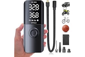 ‎CAFELE CAFELE 150PSI Mini Elektrische Luftpumpe Akku[Ultra Leichtgewicht],Kabelloser Tragbarer Akku Luftkompressor mit 2 Großbildschirm&Notlicht,Akku Fahrradpumpe Elektrisch für Auto,Motorrad,Fahrrad
