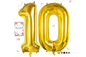 Smlpuame 40 inch Number Balloon 0-9 Gold Large Number 10 Balloons,Digital Balloons for Birthday Party Celebration Decorations Supplies, Helium Foil Number Balloons for Wedding Anniversary
