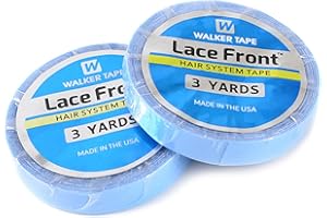 LAFOMUKEA 2 Rolls Lace Front Wig Support Tape, Double Sided Adhesive Salon Blue Tape, 0.8 CM* 3 Yards