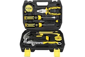 Zestaw narzędzi DOWELL 10 sztuk, zestaw narzędzi domowych dla właścicieli domów, małe narzędzie ręczne z plastikową skrzynką do przechowywania narzędzi