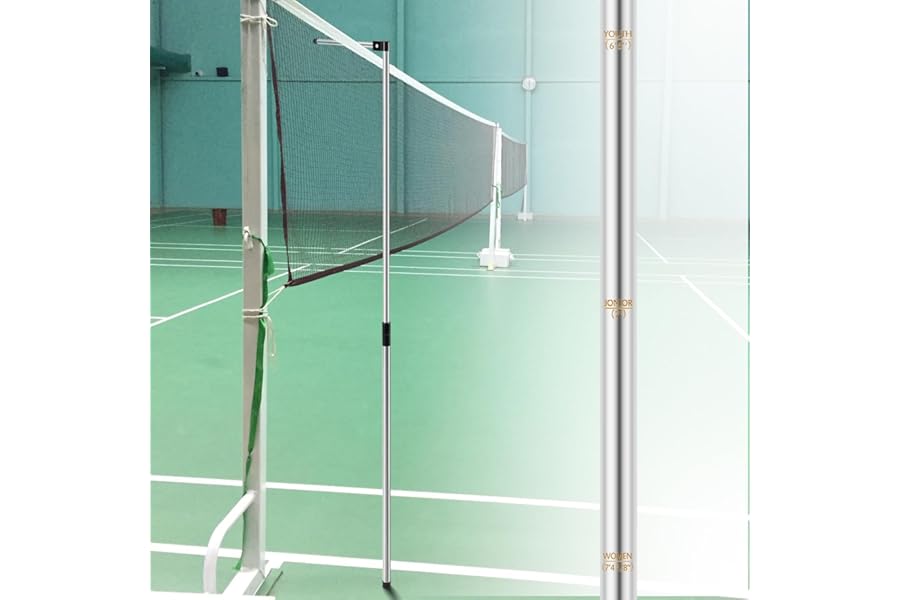 Motionchic Volleyball Net Measure Pole 4 Pre-Set Precise Height Retractable Volleyball Official Referee Equipment for Men's, Women's, Coed and Junior Outdoor Training