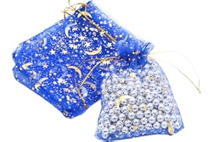 FAVORTALK Organza Bags 30pcs Organza Gift Bags 130x180 mm/ 5.1 x 7.1 inches Organza Drawstring Pouches Wedding Jewelry Bags (Blue)
