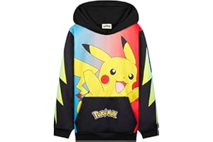 Pokémon Sweat à Capuche Garçon Ado, Pull Manga avec Poche Kangourou et Capuche, Pikachu Gengar Charizard Eevee, Cadeau Anime