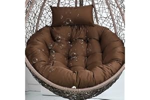 Aocase Coussin Épais Imperméable pour Chaise Balançoire Œuf - Siège Suspendu Confortable avec Oreiller Intégré, Coussin Exterieur Oeuf Suspendu Rotin Durable Jardin/Patio/Intérieur,No04,120×120cm